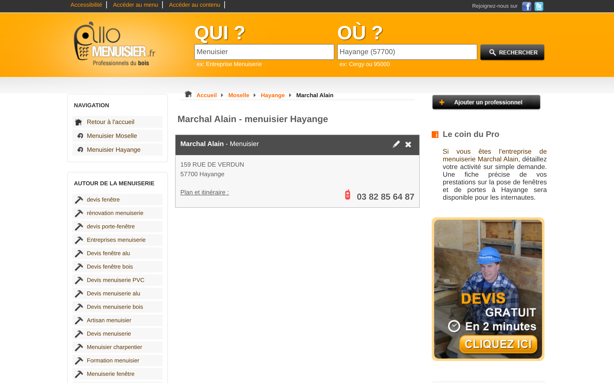 Aperçu du site Marchal Alain