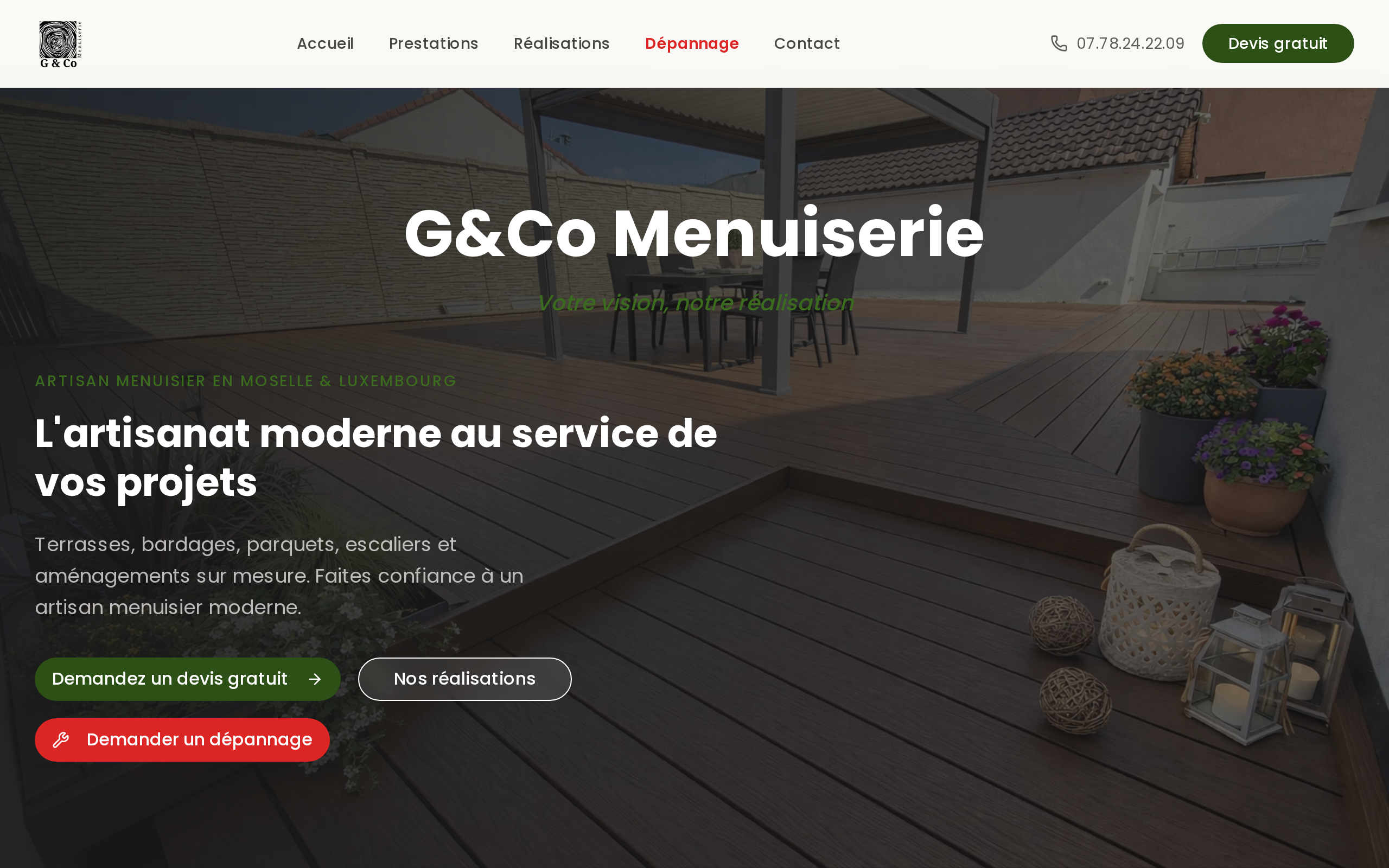 Aperçu du site G&Co Menuiserie