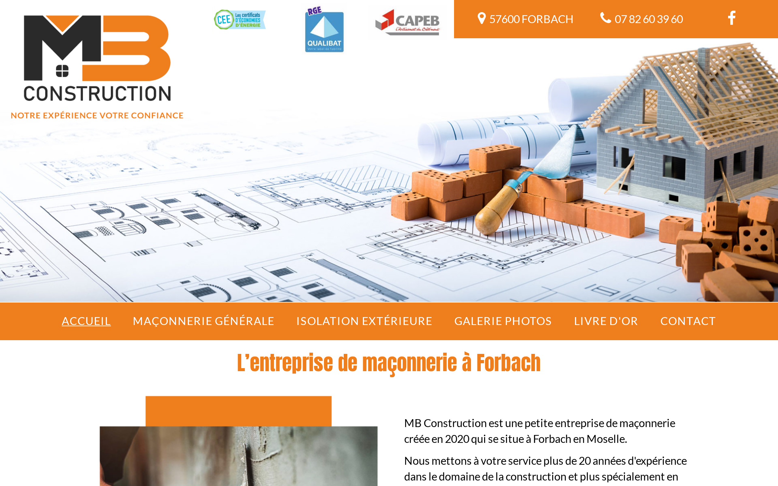 Aperçu du site MB Construction
