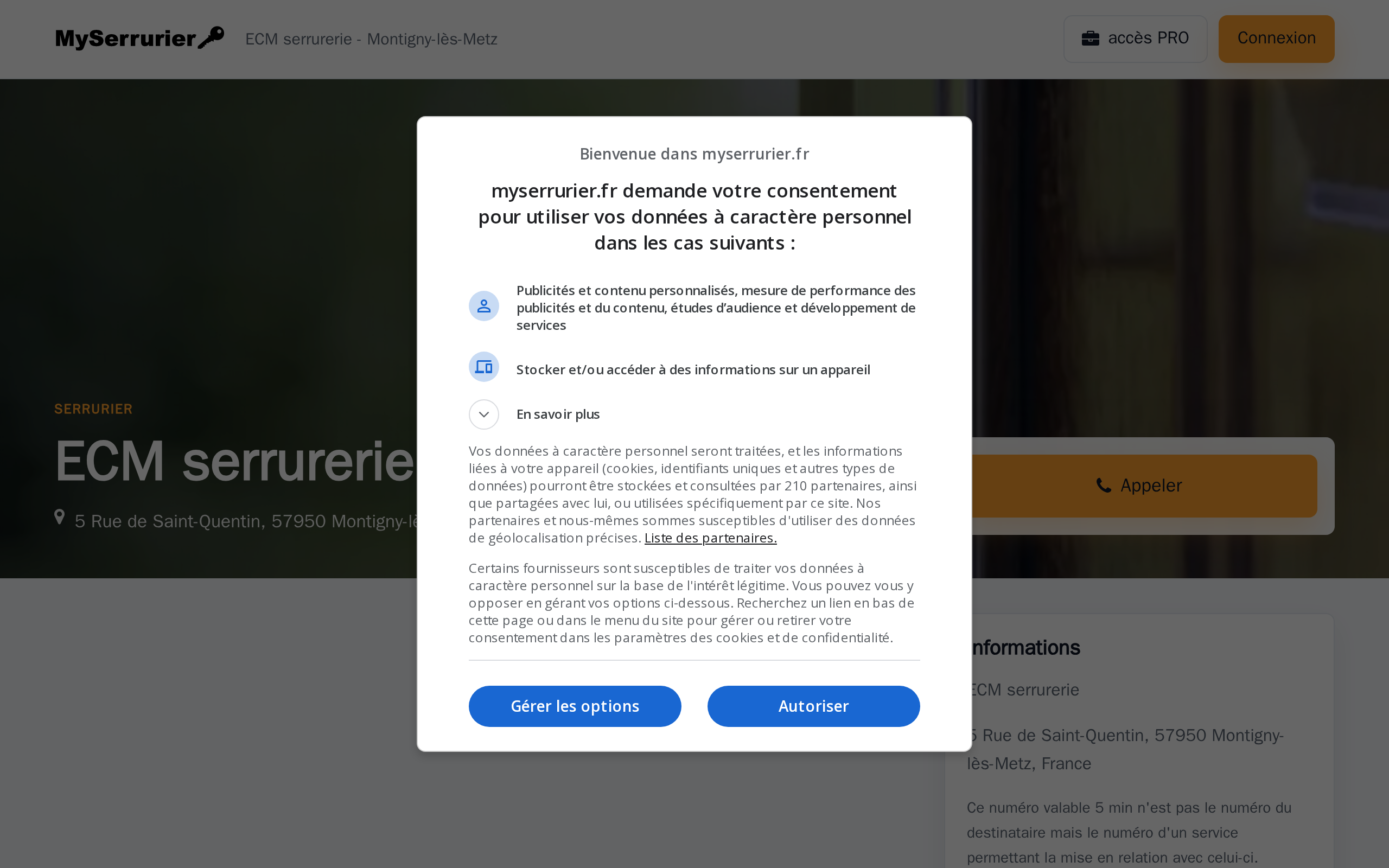 Aperçu du site ECM serrurerie
