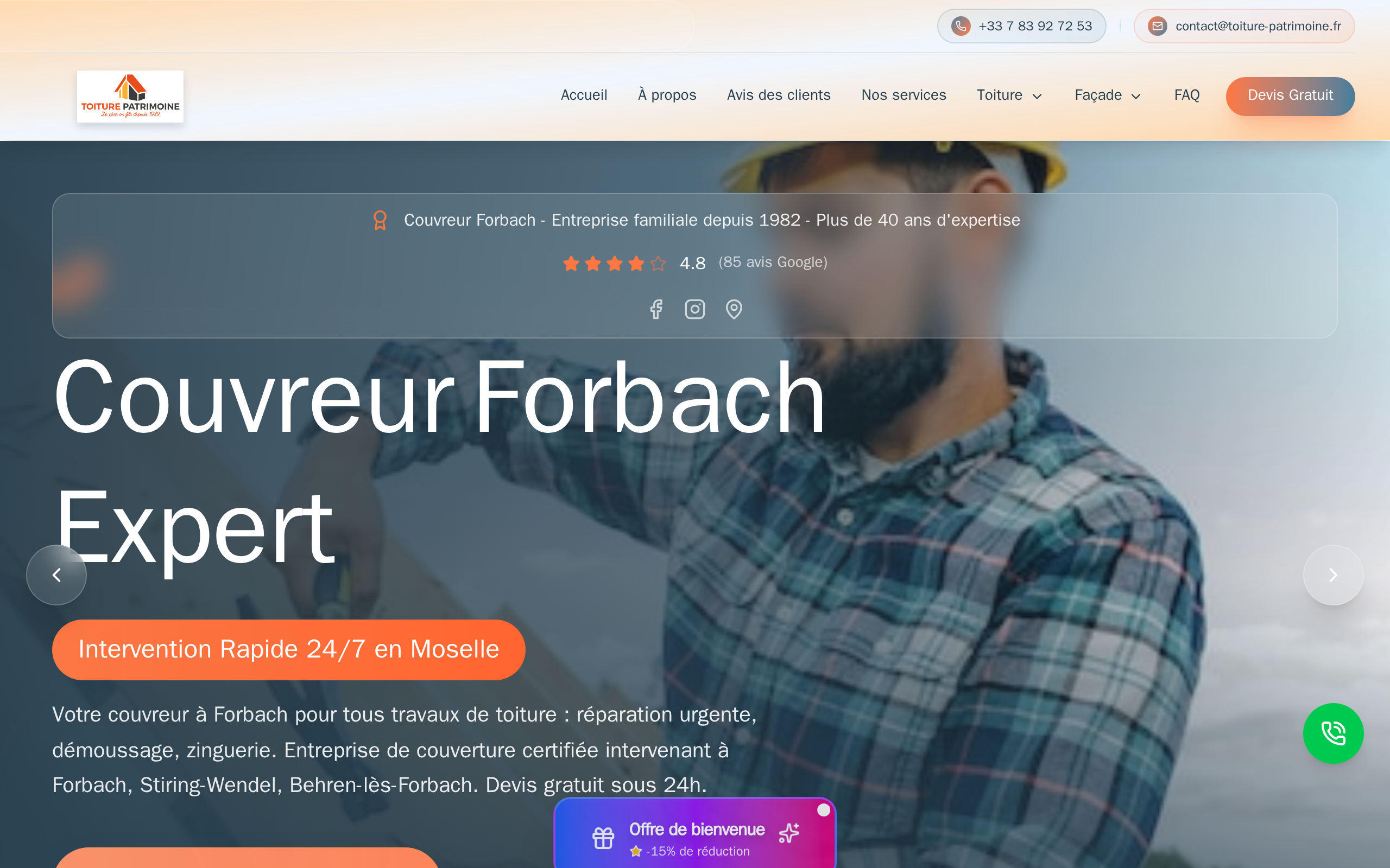 Aperçu du site Toiture Patrimoine