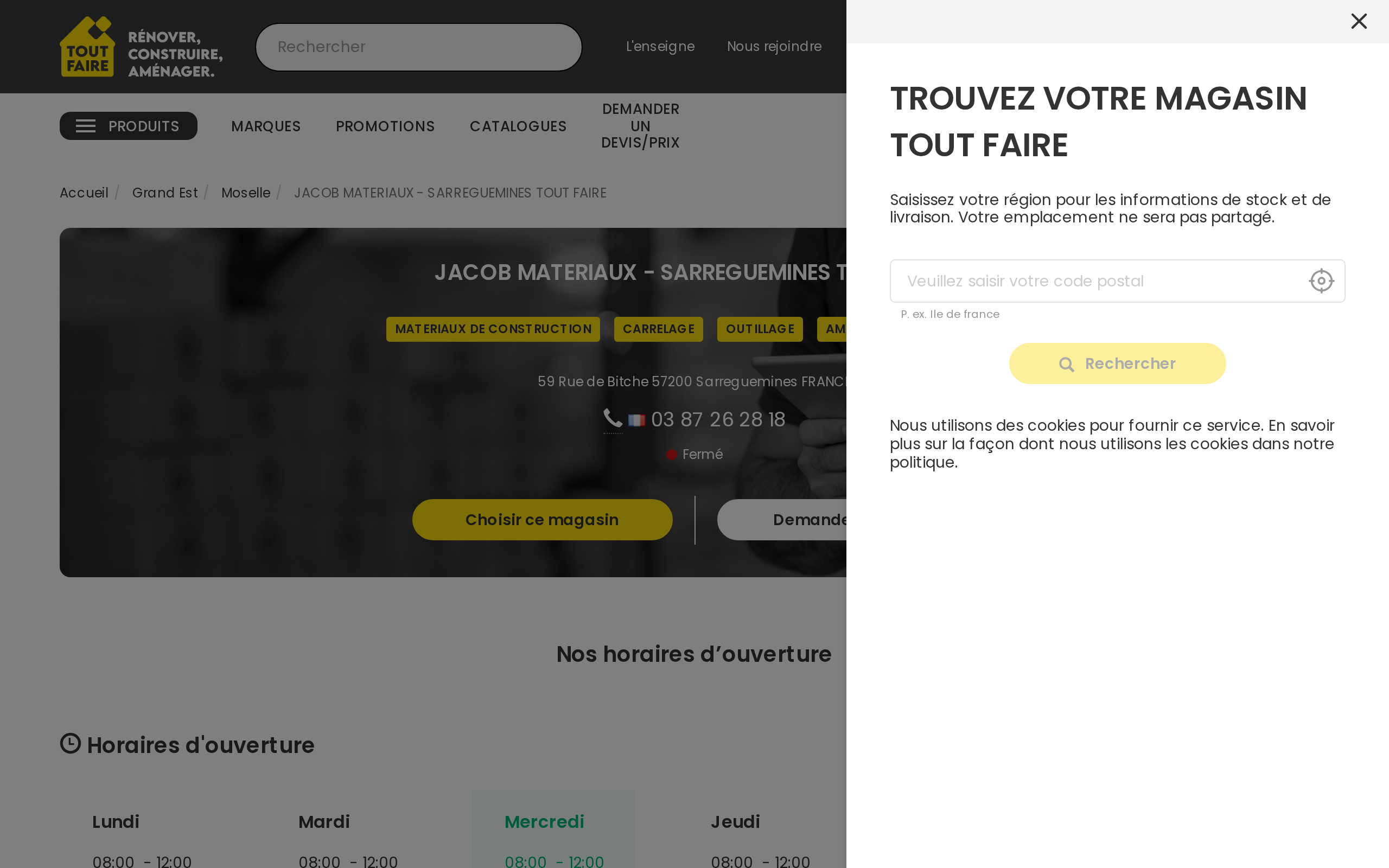 Aperçu du site Jacob Matériaux Sarreguemines