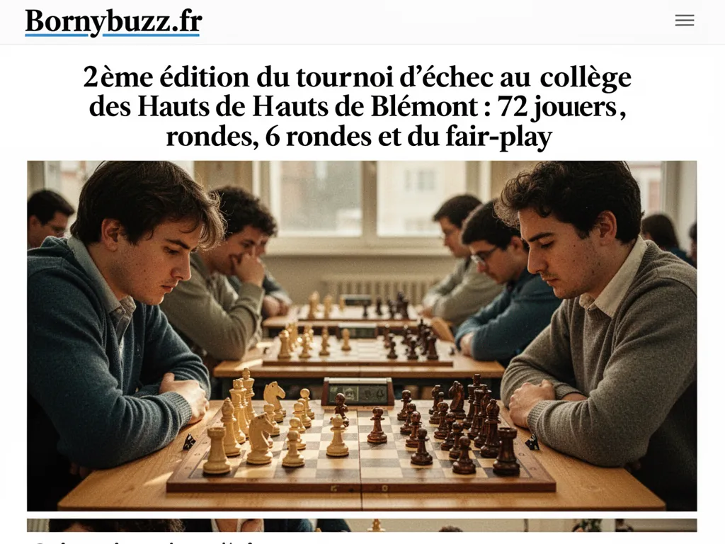 2ème édition du tournoi d'échec au collège des Hauts de Blémont : 72 joueurs, 6 rondes et du fair-play