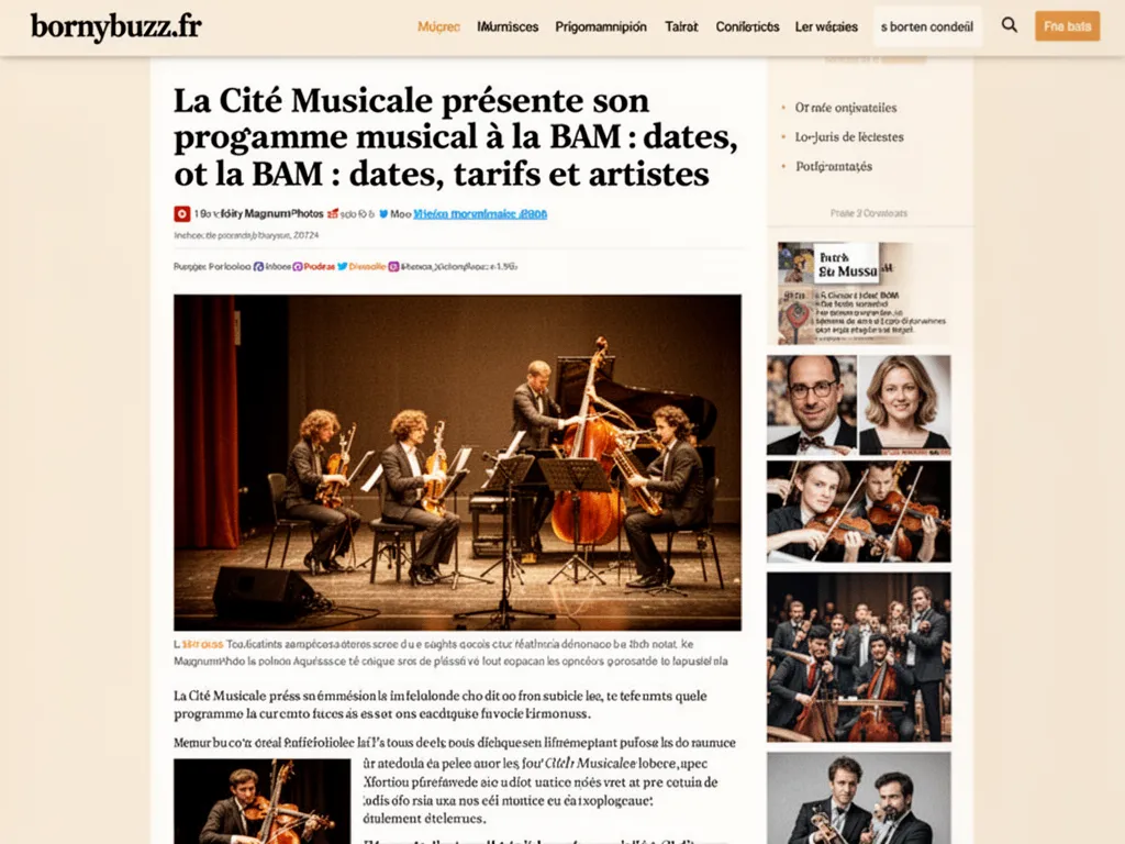 La Cité Musicale présente son programme musical à la BAM : dates, tarifs et artistes