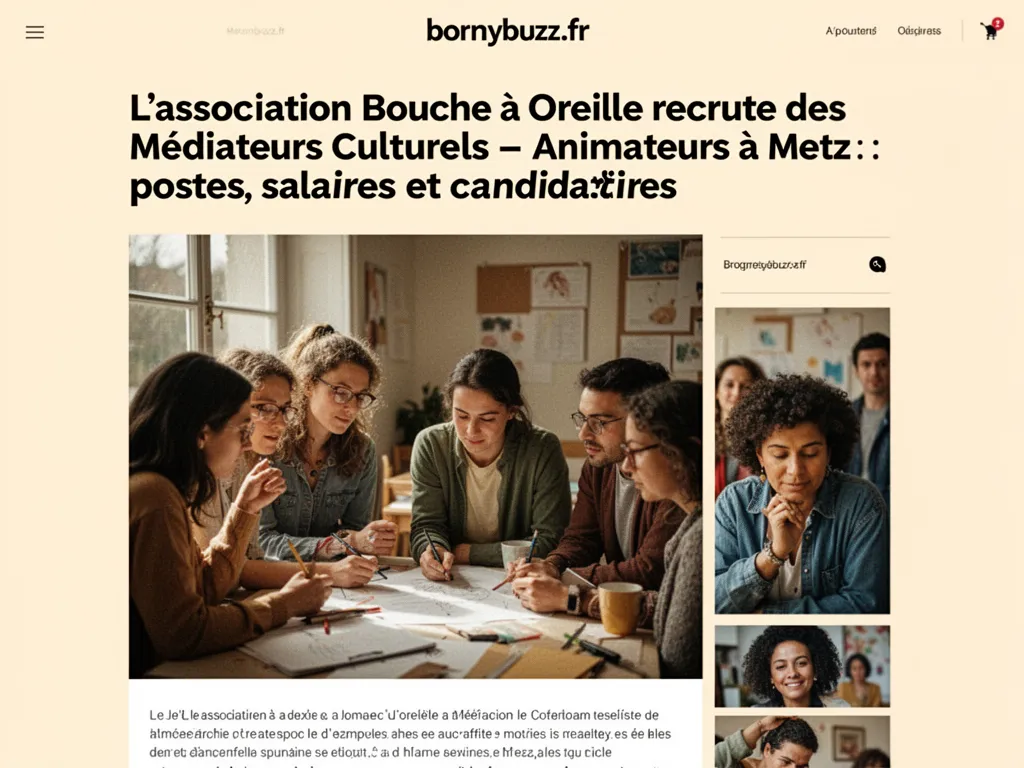 L’association Bouche à Oreille recrute des Médiateurs Culturels, Animateurs à Metz : postes, salaires et candidatures