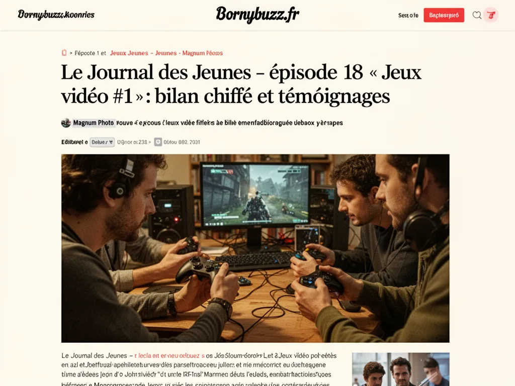 Le Journal des Jeunes – épisode 18 « Jeux vidéo #1 » : bilan chiffré et témoignages