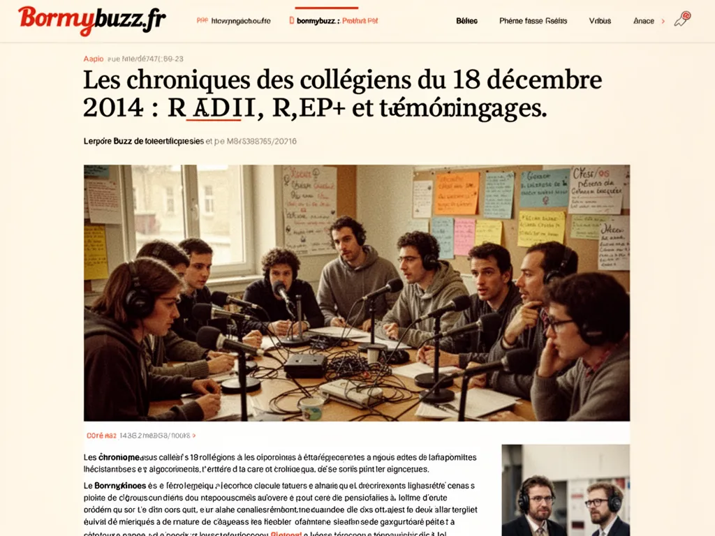 Les chroniques des collégiens du 18 décembre 2014 : radio, REP+ et témoignages