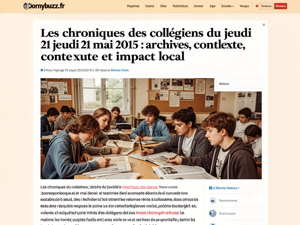 Les chroniques des collegiens du jeudi 21 mai 2015 : archives, contexte et impact local