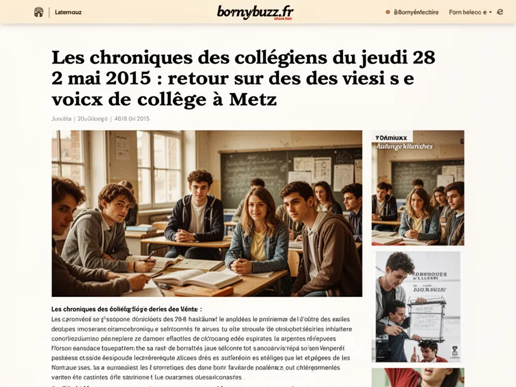 Les chroniques des collegiens du jeudi 28 mai 2015 : retour sur des voix de collège à Metz