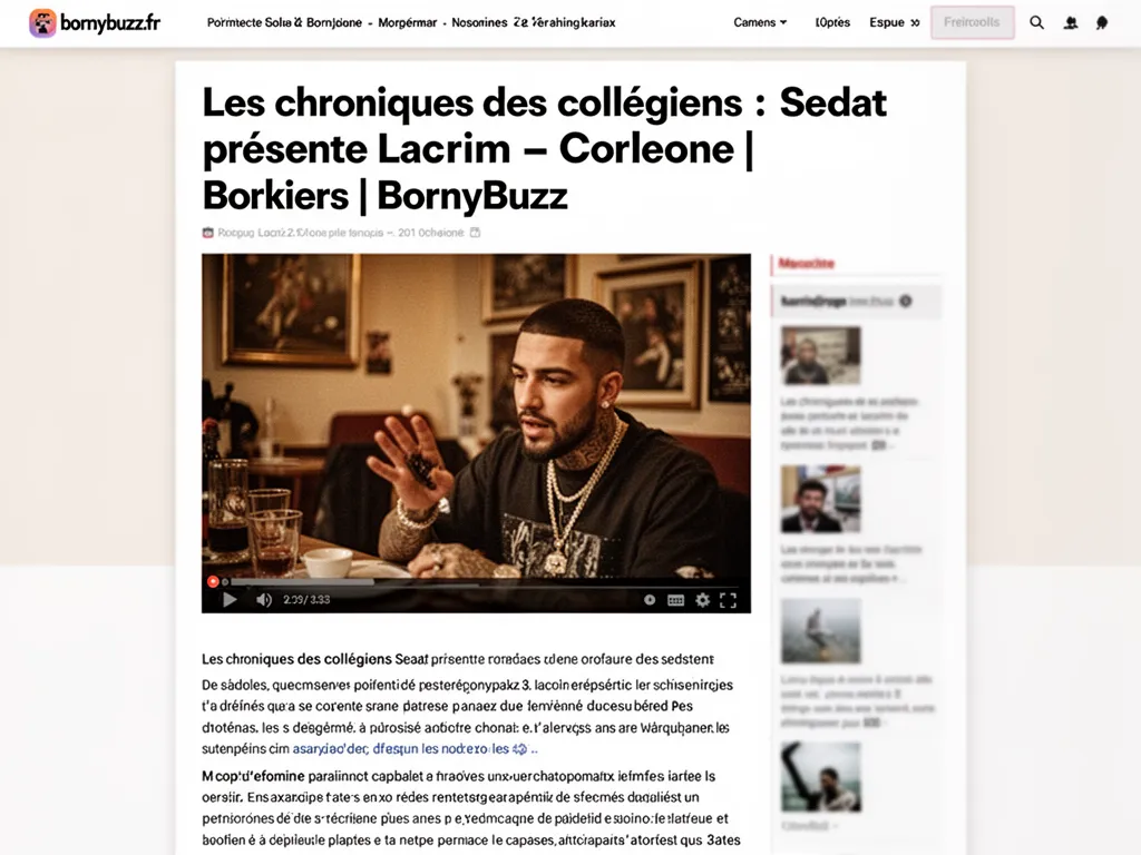 Les chroniques des collégiens : Sedat présente Lacrim, Corleone | BornyBuzz