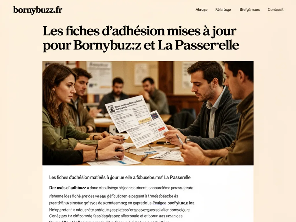 Les fiches d'adhésion mises à jour pour Bornybuzz et La Passerelle