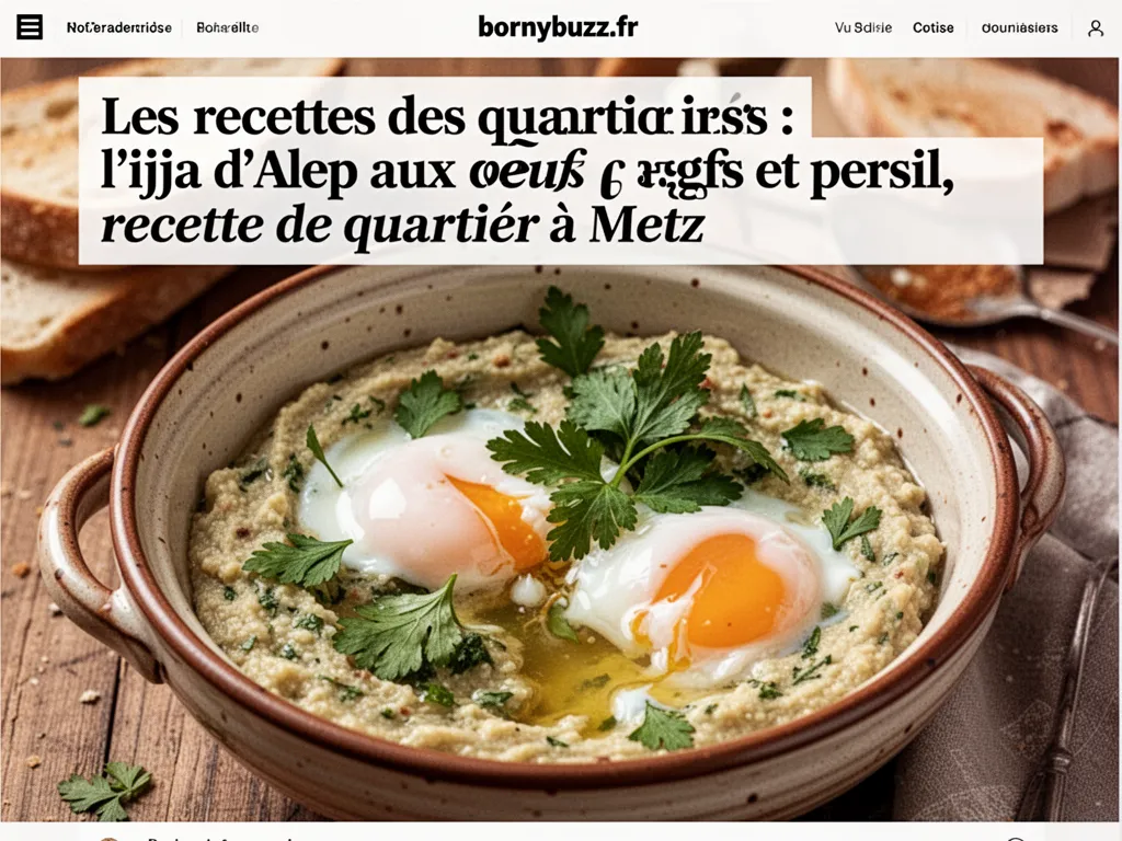 Les recettes des quartiers : l'ijja d'Alep aux œufs et persil, recette de quartier à Metz
