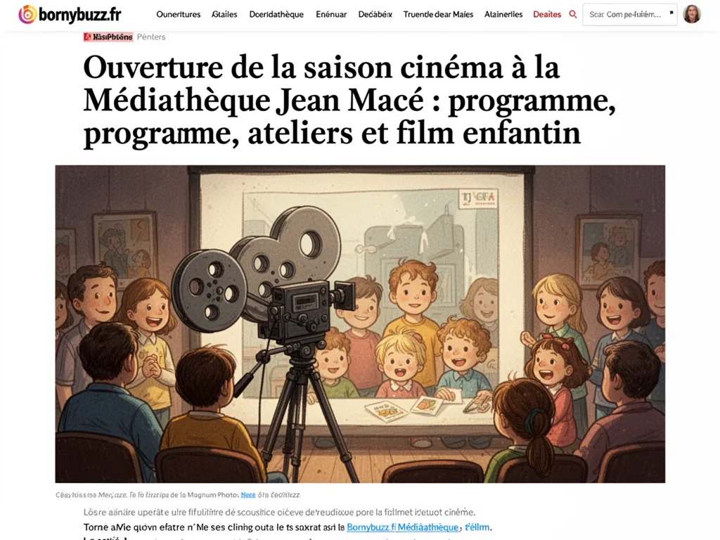 Ouverture de la saison cinéma à la Médiathèque Jean Macé : programme, ateliers et film enfantin