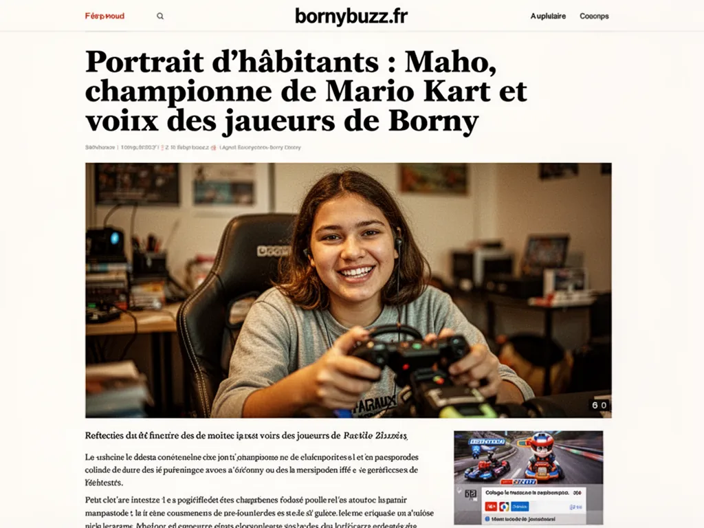 Maho, concentrée, une manette de jeu à la main, l'écran de Mario Kart allumé dans un salon tamisé de Borny.