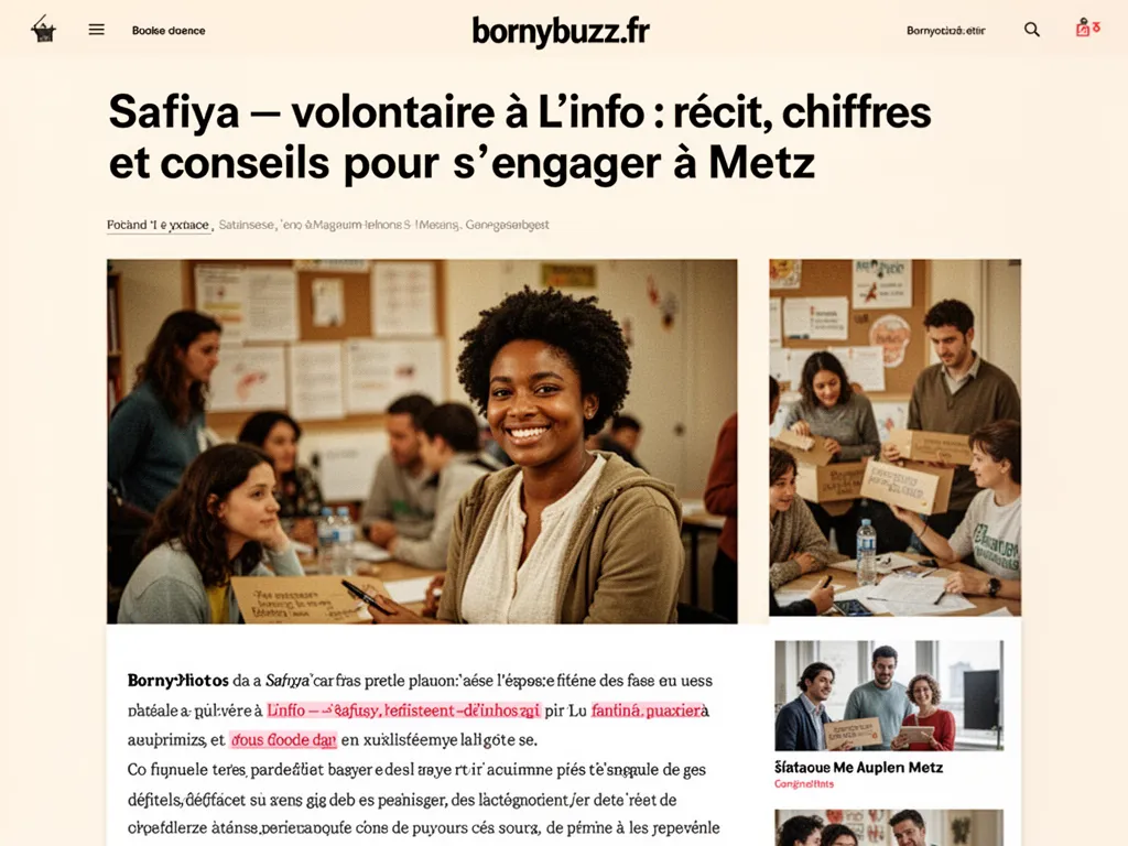 Safiya : volontaire à L'info : récit, chiffres et conseils pour s'engager à Metz