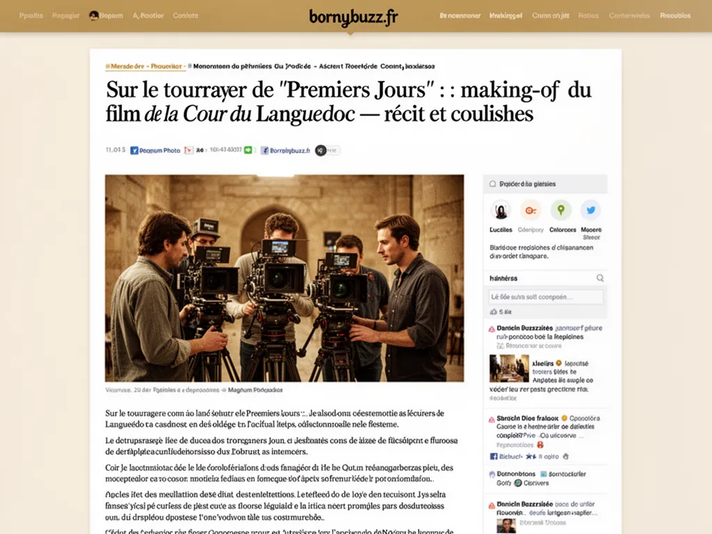 Sur le tournage de "Premiers Jours" : making-of du film de la Cour du Languedoc : récit et coulisses