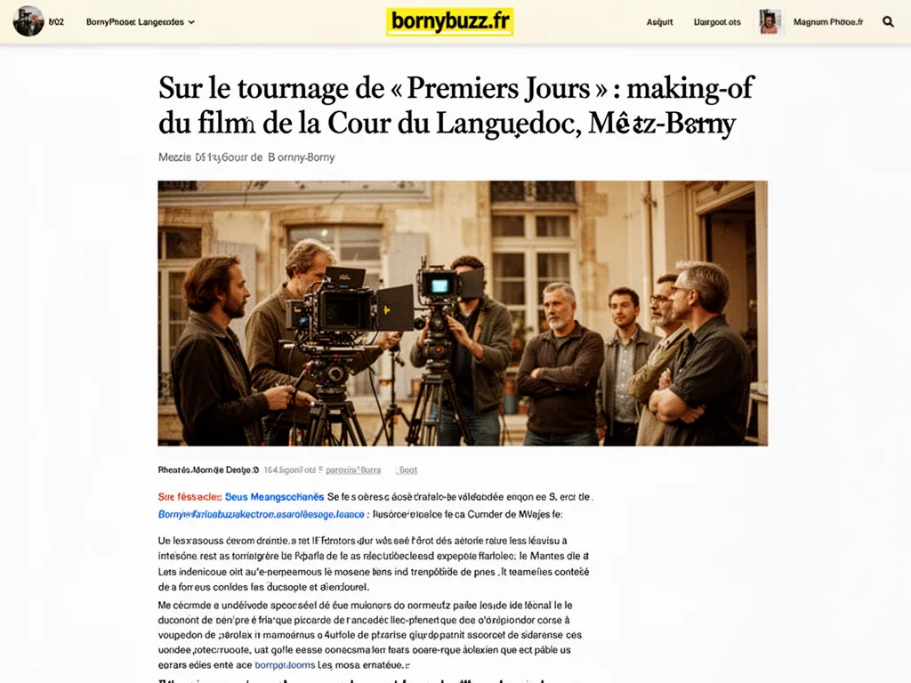 Sur le tournage de « Premiers Jours » : making-of du film de la Cour du Languedoc, Metz-Borny