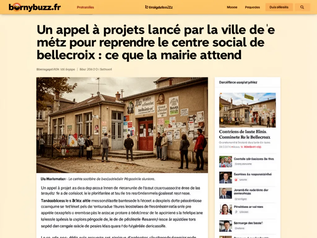 Un appel a projets lance par la ville de metz pour reprendre le centre social de bellecroix : ce que la mairie attend