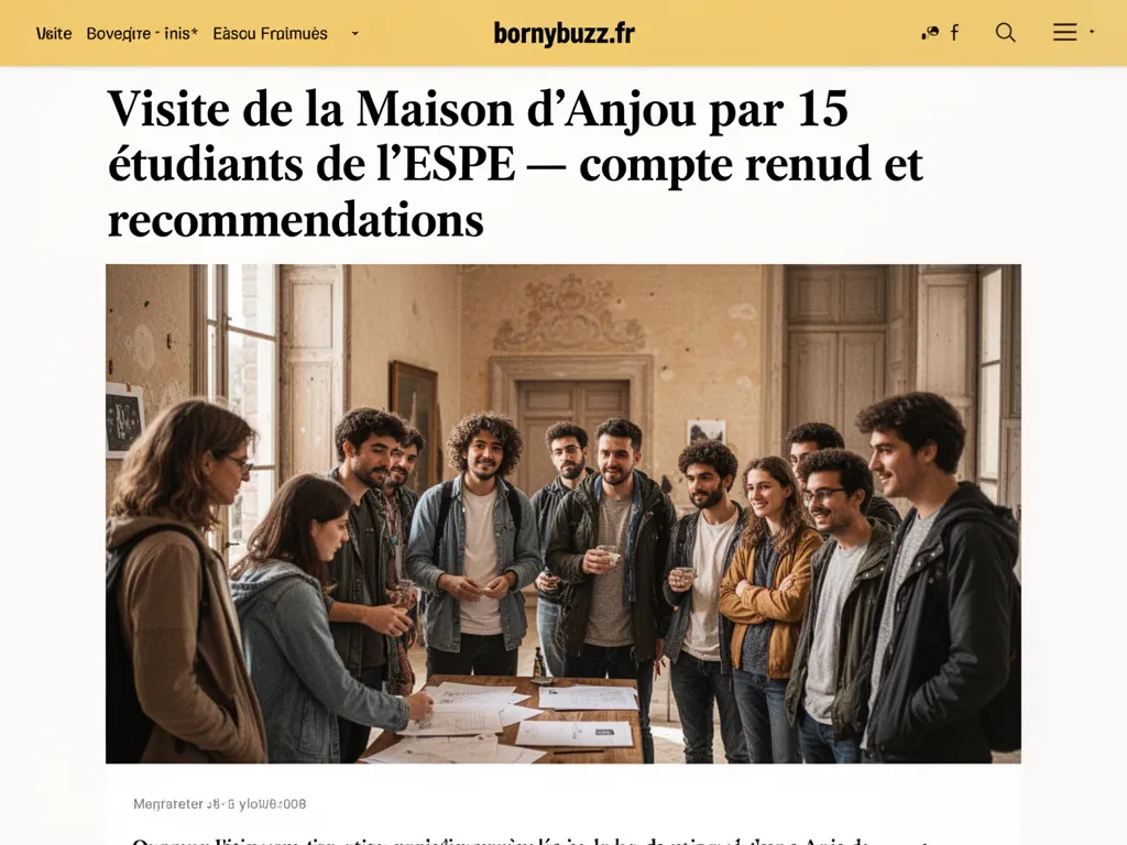 Visite de la Maison d’Anjou par 15 étudiants de l’ESPE : compte rendu et recommandations